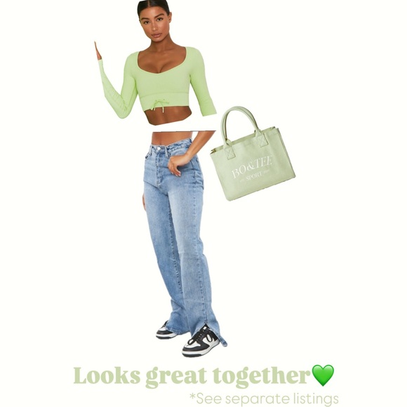 Bo+Tee OH POLLY Sport - Medium Canvas Tote Bag in Lime Green - Picture 9 of 11
